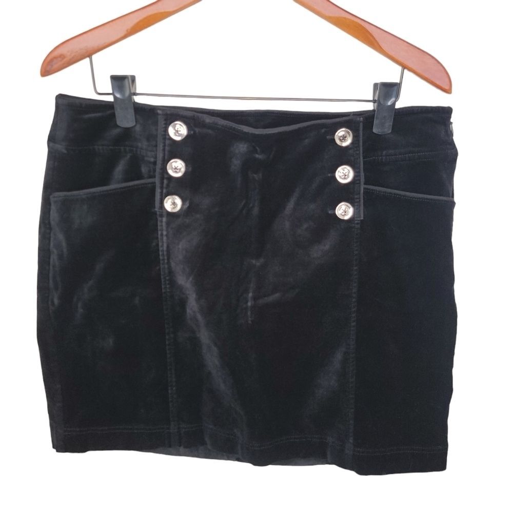 Whbm black velvet mini skirt size 12